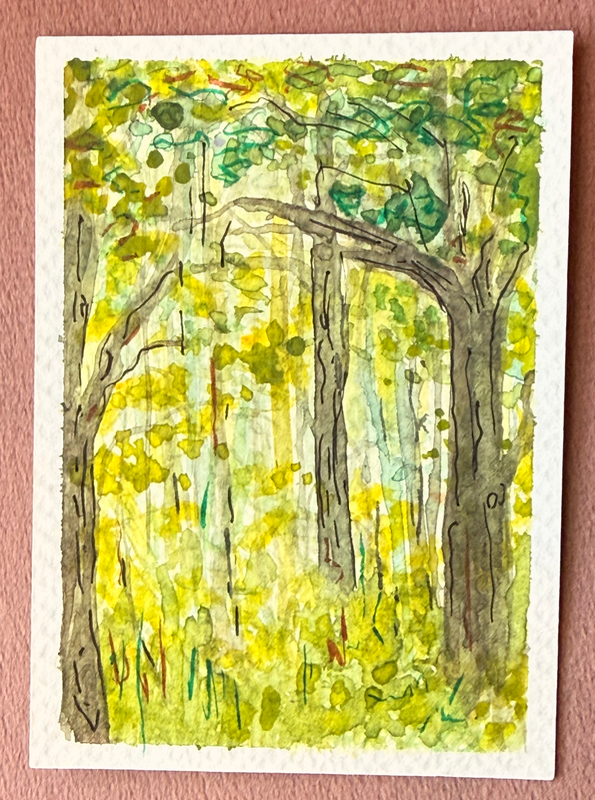 Sunny Trees aceo art card