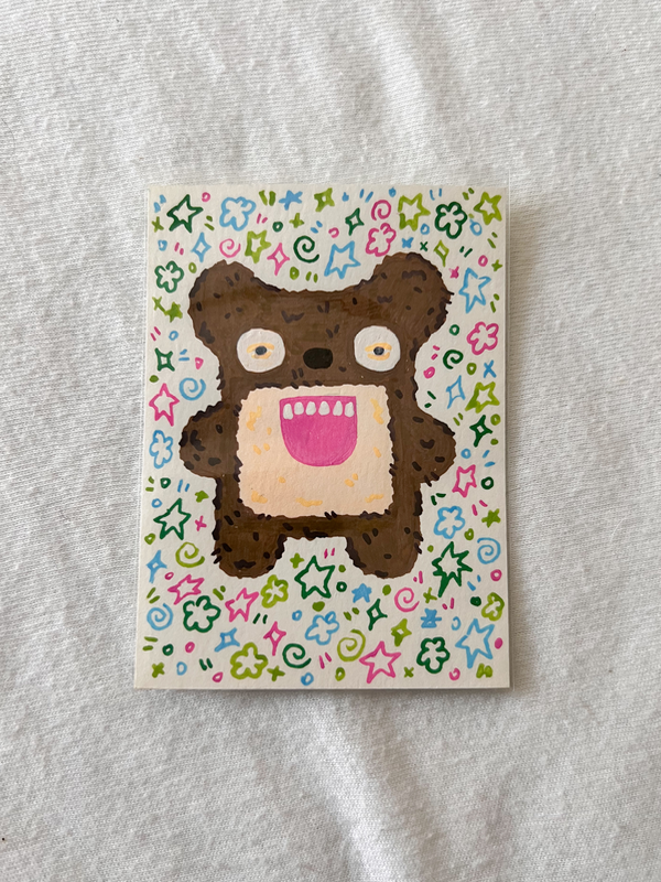 Scaresome the Square Bear aceo art card