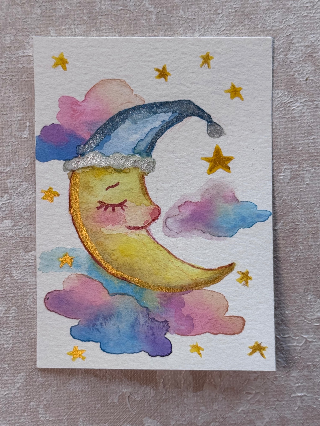 Sleepy lullaby Moon ACEO Cassandra aceo art card