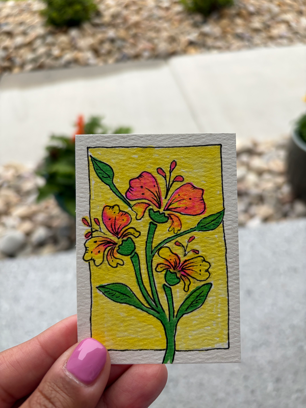 Zentangle Hibiscus aceo art card