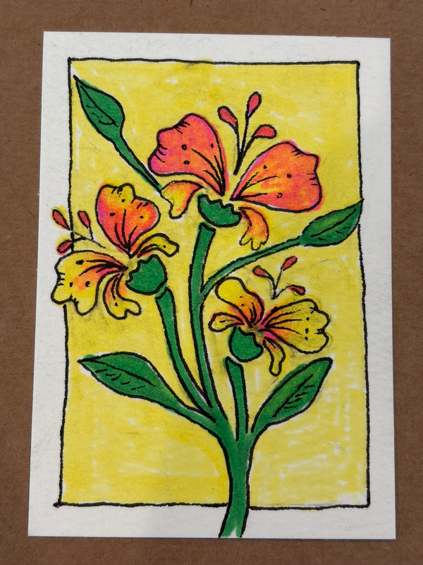 Zentangle Hibiscus aceo art card