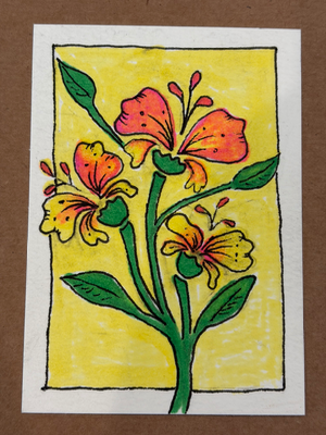 Zentangle Hibiscus aceo art card thumbnail 2