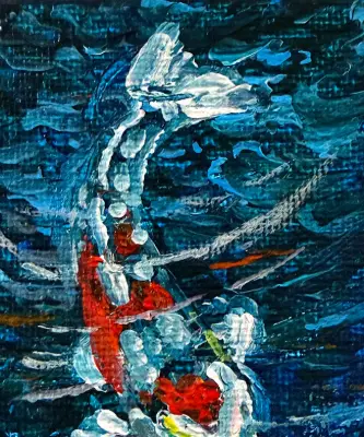 Koi Fish Series 2 of 2 Original ACEO – Impressionistic Palette‑Knife on Archival Canvas Panel aceo art card thumbnail 3