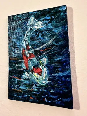 Koi Fish Series 2 of 2 Original ACEO – Impressionistic Palette‑Knife on Archival Canvas Panel aceo art card thumbnail 2