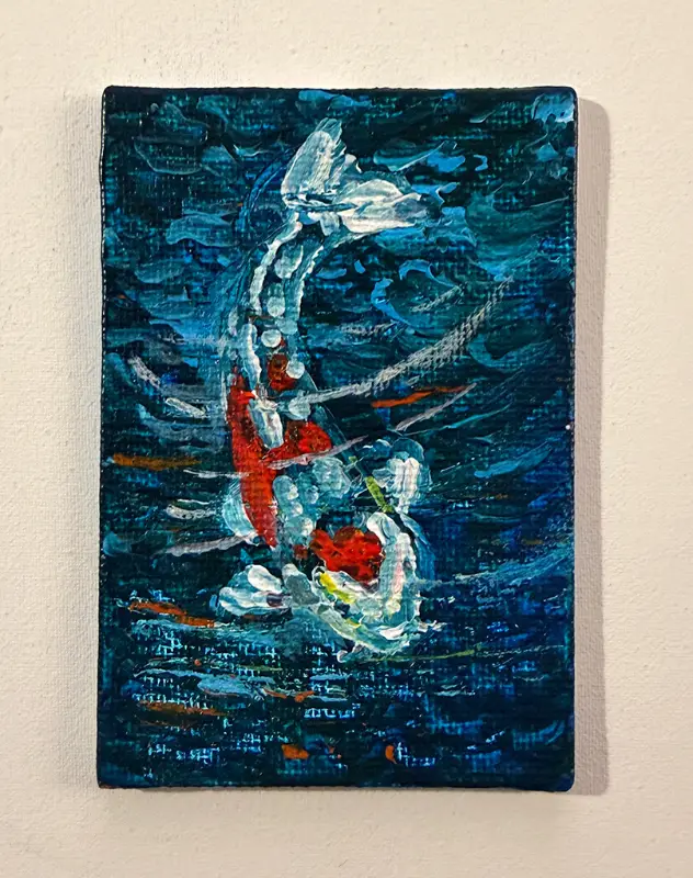 Koi Fish Series 2 of 2 Original ACEO – Impressionistic Palette‑Knife on Archival Canvas Panel aceo art card