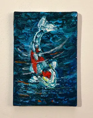Koi Fish Series 2 of 2 Original ACEO – Impressionistic Palette‑Knife on Archival Canvas Panel aceo art card thumbnail 1