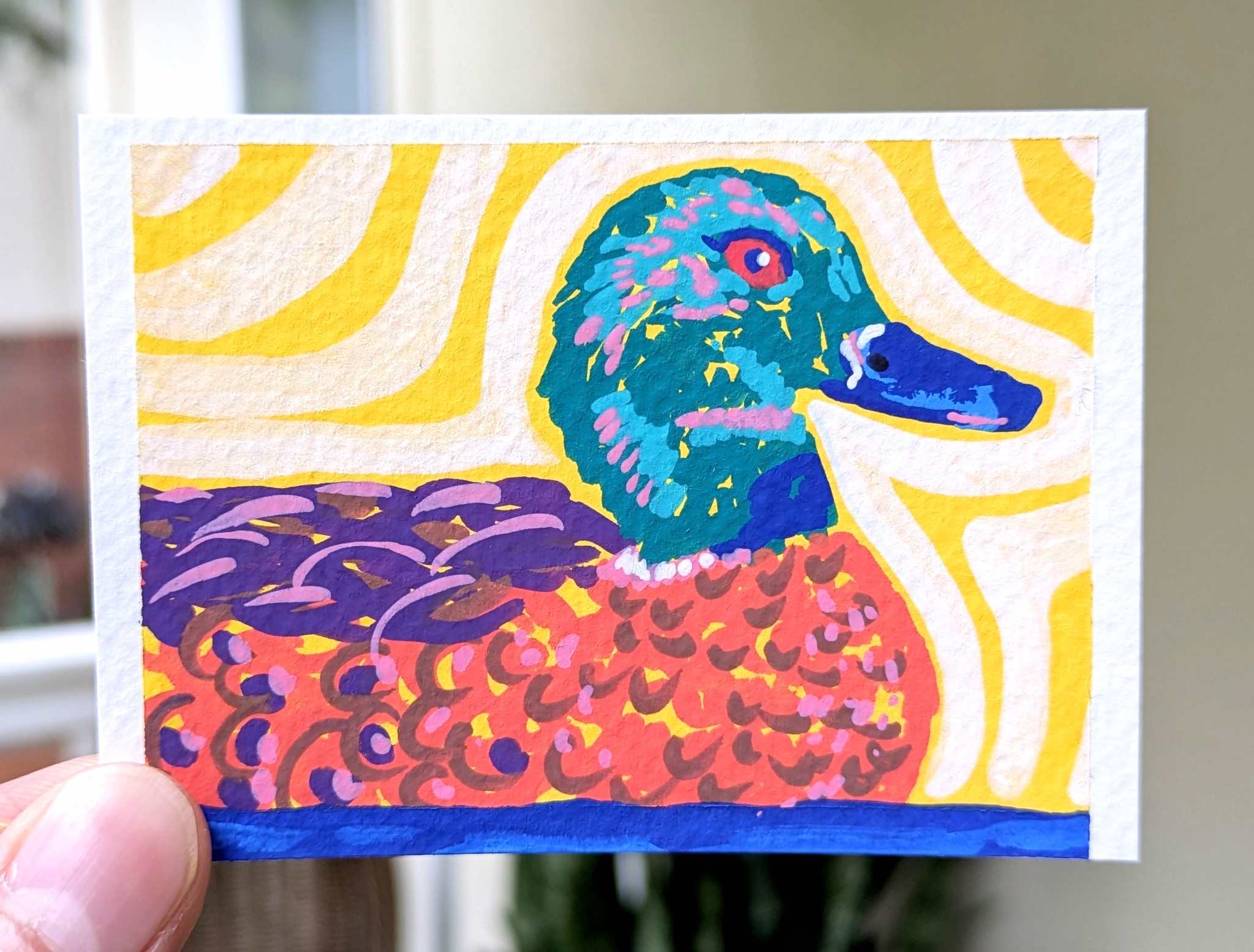 Chestnut Teal aceo art card