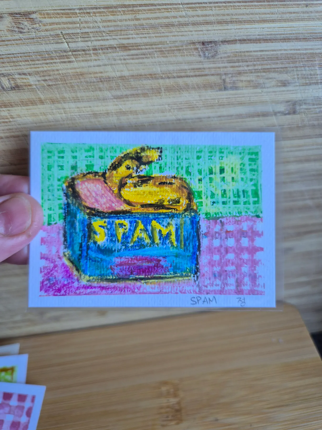 Spam Ham aceo art card