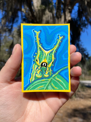 Japanese Emperor Caterpillar aceo art card thumbnail 2