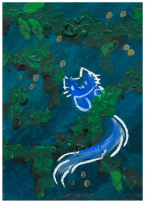 Color Cat- Blue Spots You aceo art card thumbnail 2