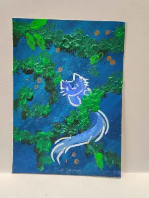 Color Cat- Blue Spots You aceo art card thumbnail 1