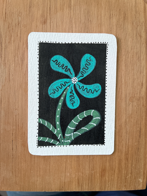 Stripey Flower aceo art card thumbnail 2