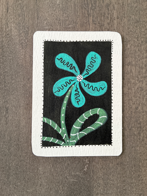 Stripey Flower aceo art card thumbnail 1