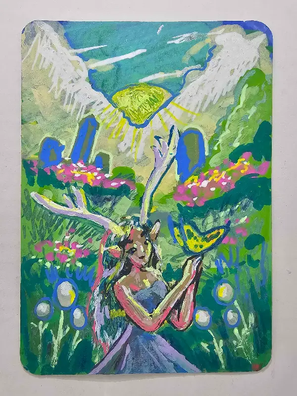 Satyr in the Garden aceo art card