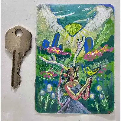 Satyr in the Garden aceo art card thumbnail 2