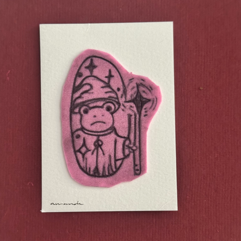 Foam Wizard Frog aceo art card