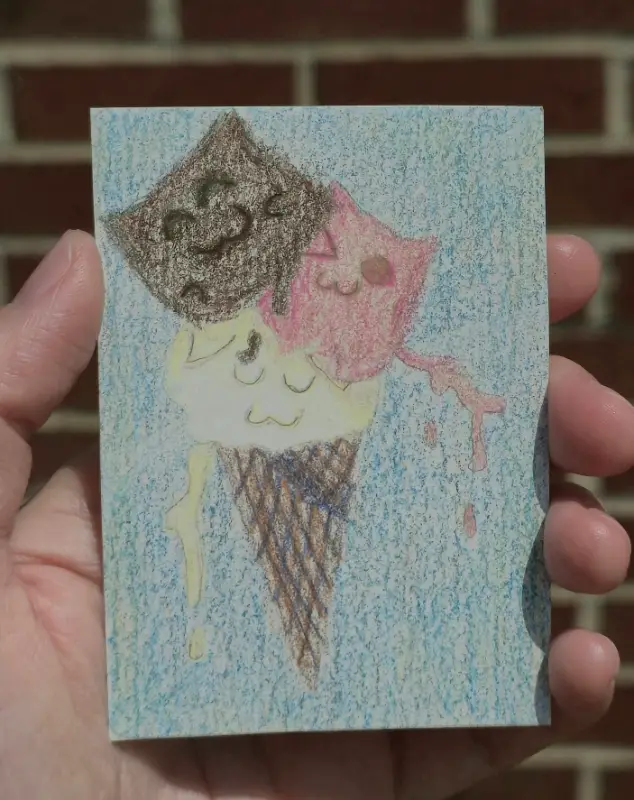 Ice cream kitties aceo art card