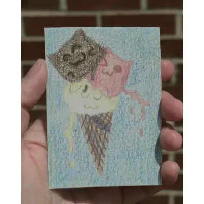 Ice cream kitties aceo art card thumbnail 1