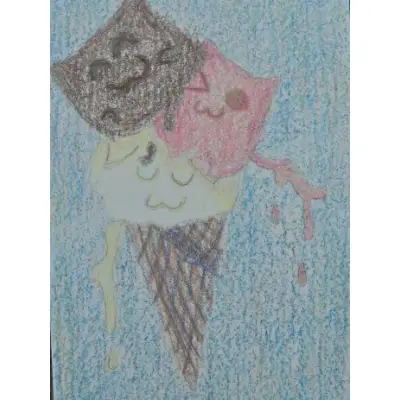Ice cream kitties aceo art card thumbnail 2