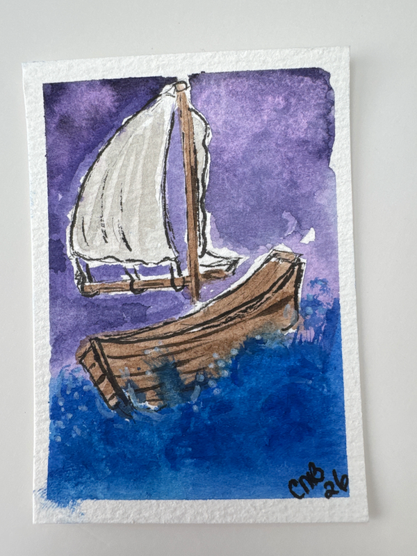 Sailboat aceo art card