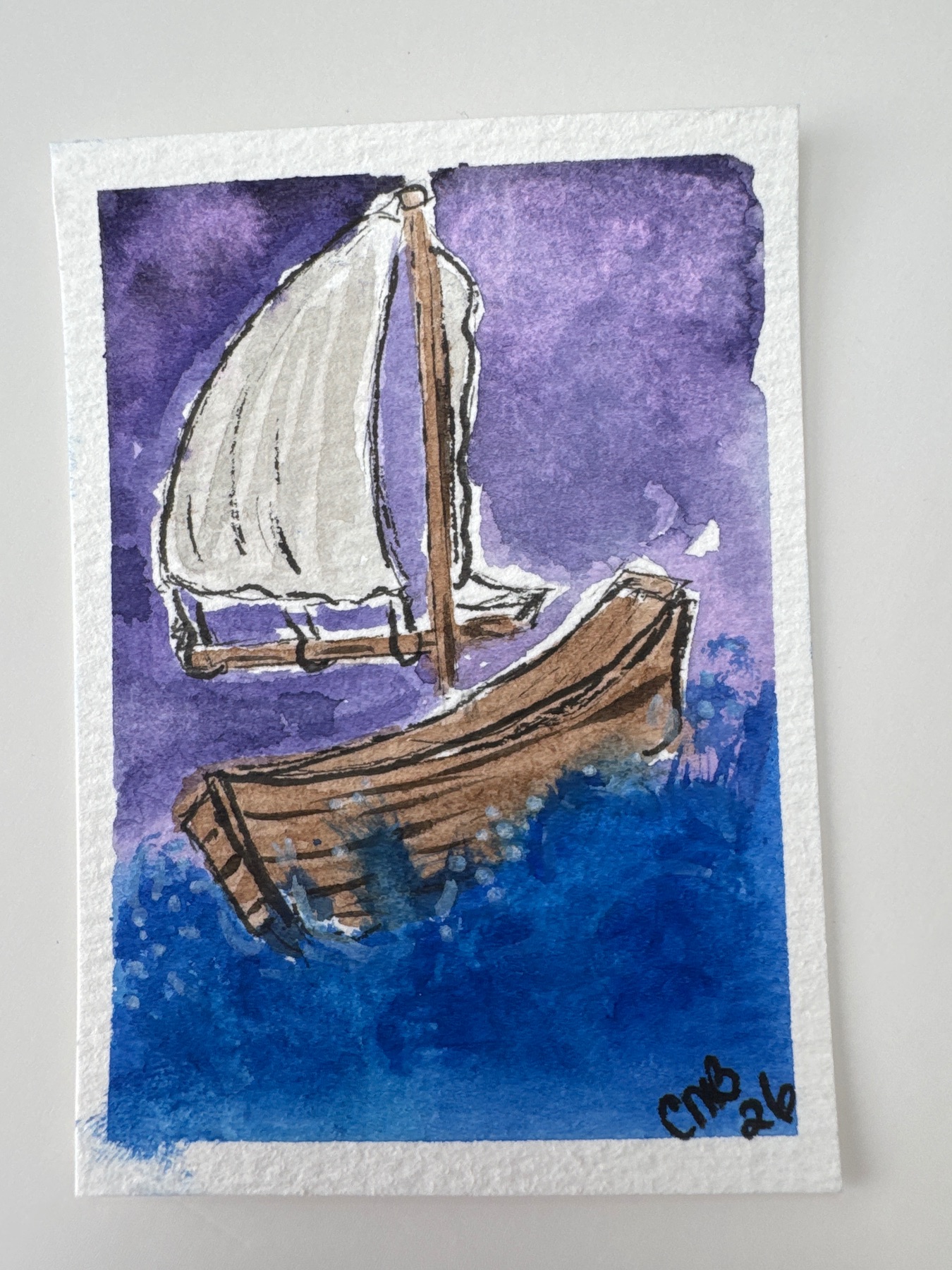 Sailboat aceo art card