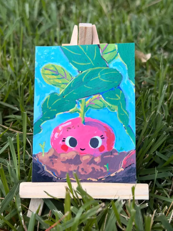 Radish in the Dirt aceo art card