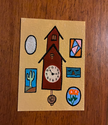 Cuckoo Clock aceo art card thumbnail 2
