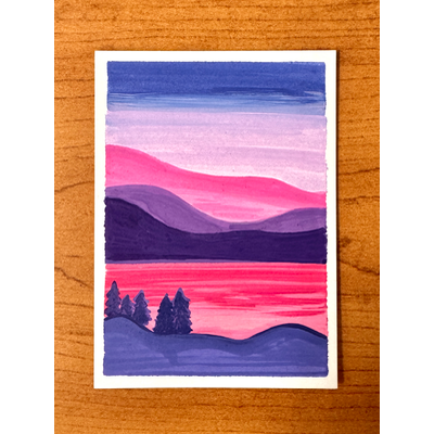 Blush Mountains, Minimalist Landscape aceo art card thumbnail 1