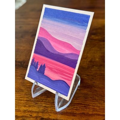 Blush Mountains, Minimalist Landscape aceo art card thumbnail 2
