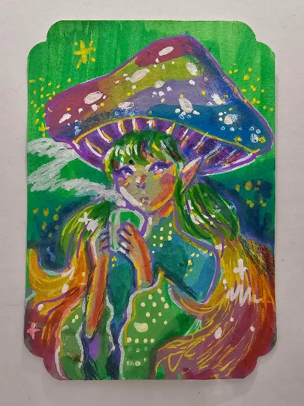 Rainbow Gnome aceo art card