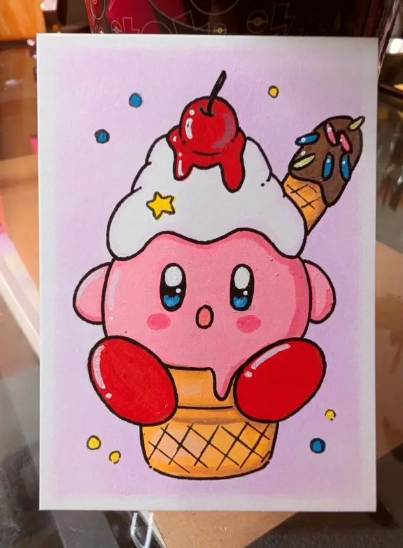 Kirby Ice cream aceo art card