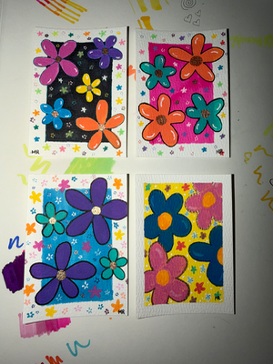 Flower Power III aceo art card thumbnail 2