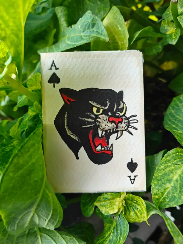 Black Panther Ace of Clubs aceo art card