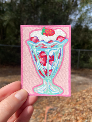 Berries 'n' Cream aceo art card thumbnail 1
