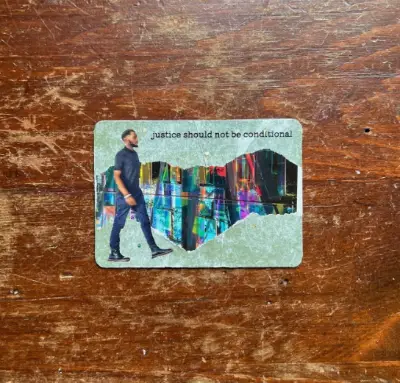 Justice Should Not Be Conditional; Analog Collage; Human Rights; Stop the War aceo art card thumbnail 2