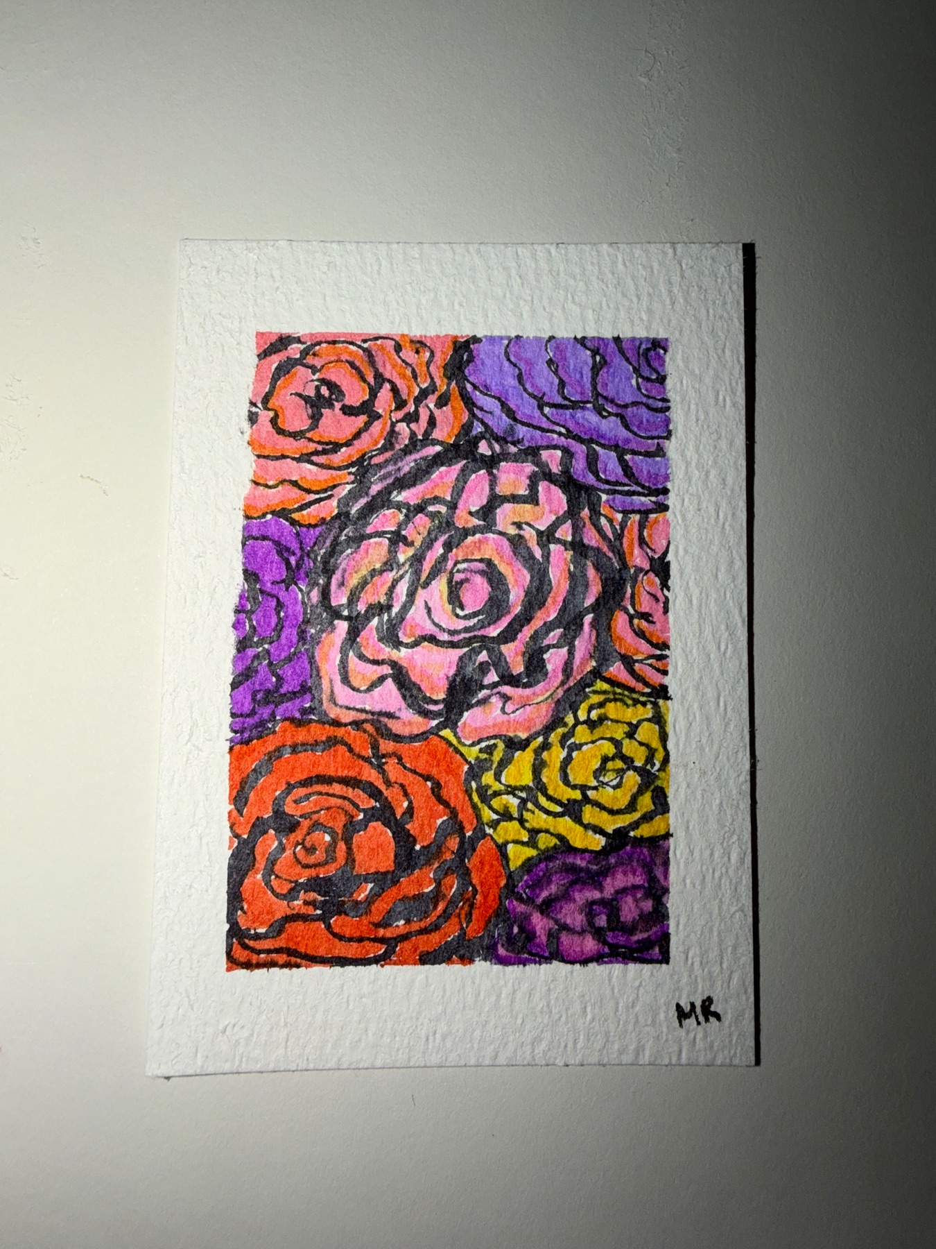 Sunset Flowers aceo art card