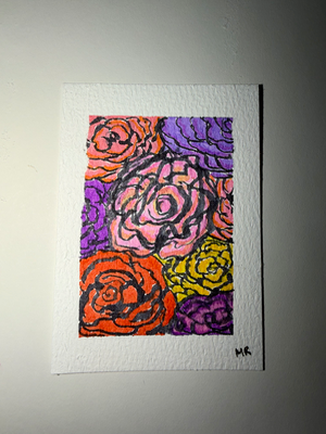 Sunset Flowers aceo art card thumbnail 1