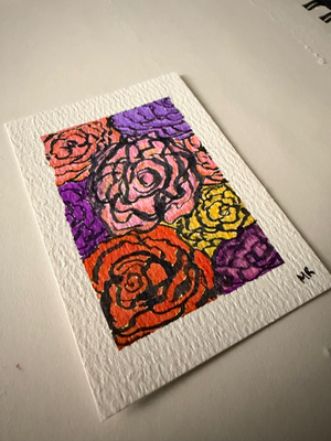 Sunset Flowers aceo art card thumbnail 2