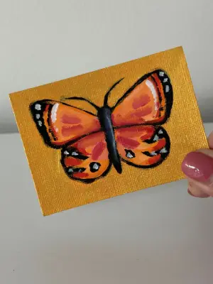 Peaches aceo art card thumbnail 1