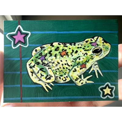 Notebook Frog aceo art card thumbnail 1