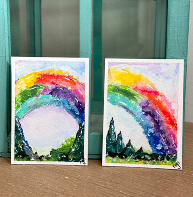 Rainbow Sky aceo art card thumbnail 3
