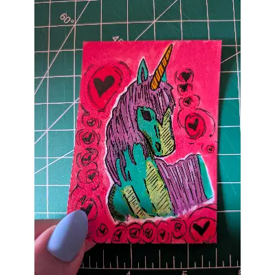 Unicorn aceo art card thumbnail 1