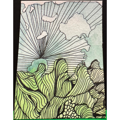 Green Flash — Watercolor & Ink (ACEO) aceo art card thumbnail 1