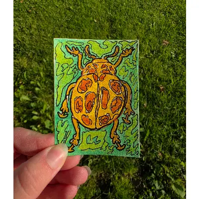 Beetle set of 3 aceo art card thumbnail 3