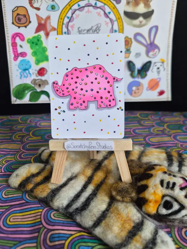 "Frosted Elephant" Food, Animal Cracker aceo art card