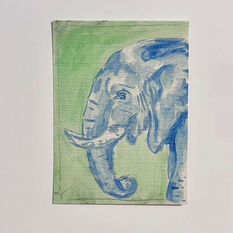 Porcelain Elephant (Elle) aceo art card