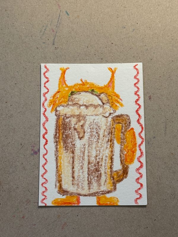 “Normal Sized Root Beer Float” Orange Cat and Drink ACEO aceo art card