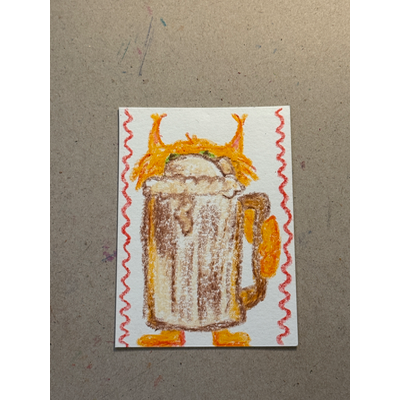 “Normal Sized Root Beer Float” Orange Cat and Drink ACEO aceo art card thumbnail 1