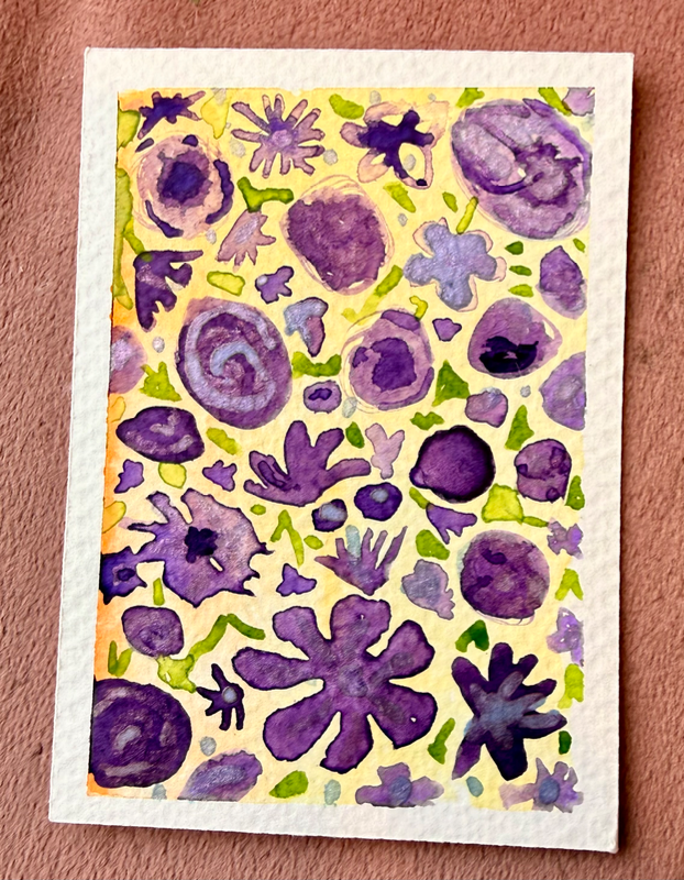 Purple Flower Vibes aceo art card