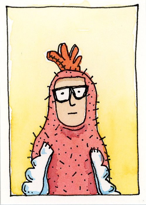 Chick-n Sip Mascot Steve aceo art card